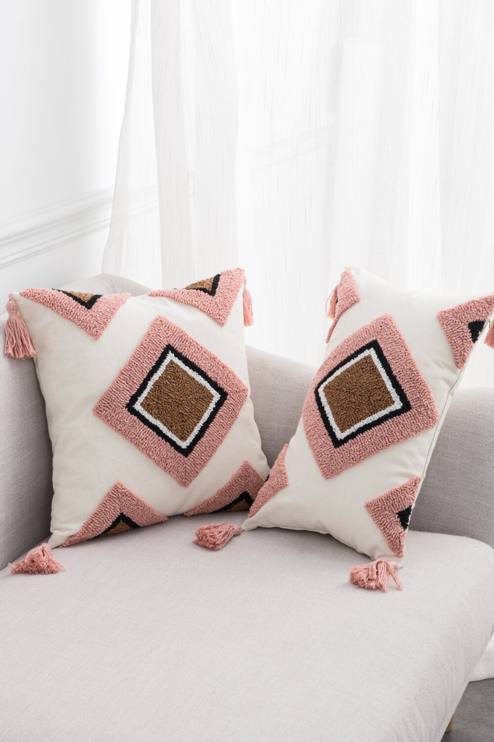 Geometric Graphic Tassel Decorative Throw Pillow Cases