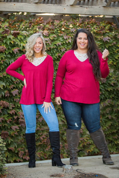 Entwined With You Long Sleeve Top in Red