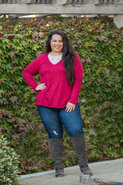 Entwined With You Long Sleeve Top in Red