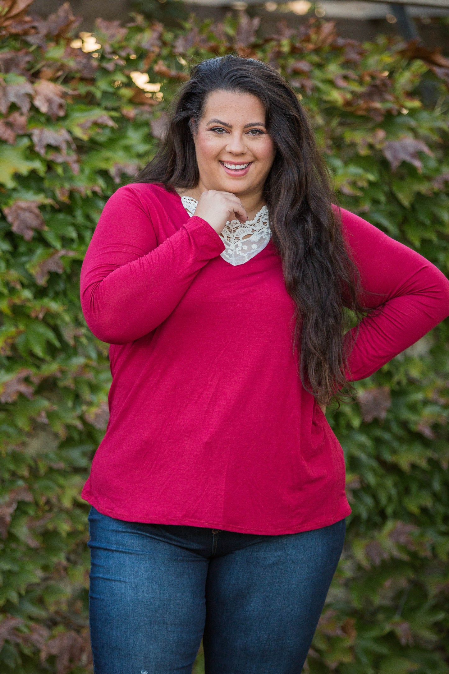 Entwined With You Long Sleeve Top in Red