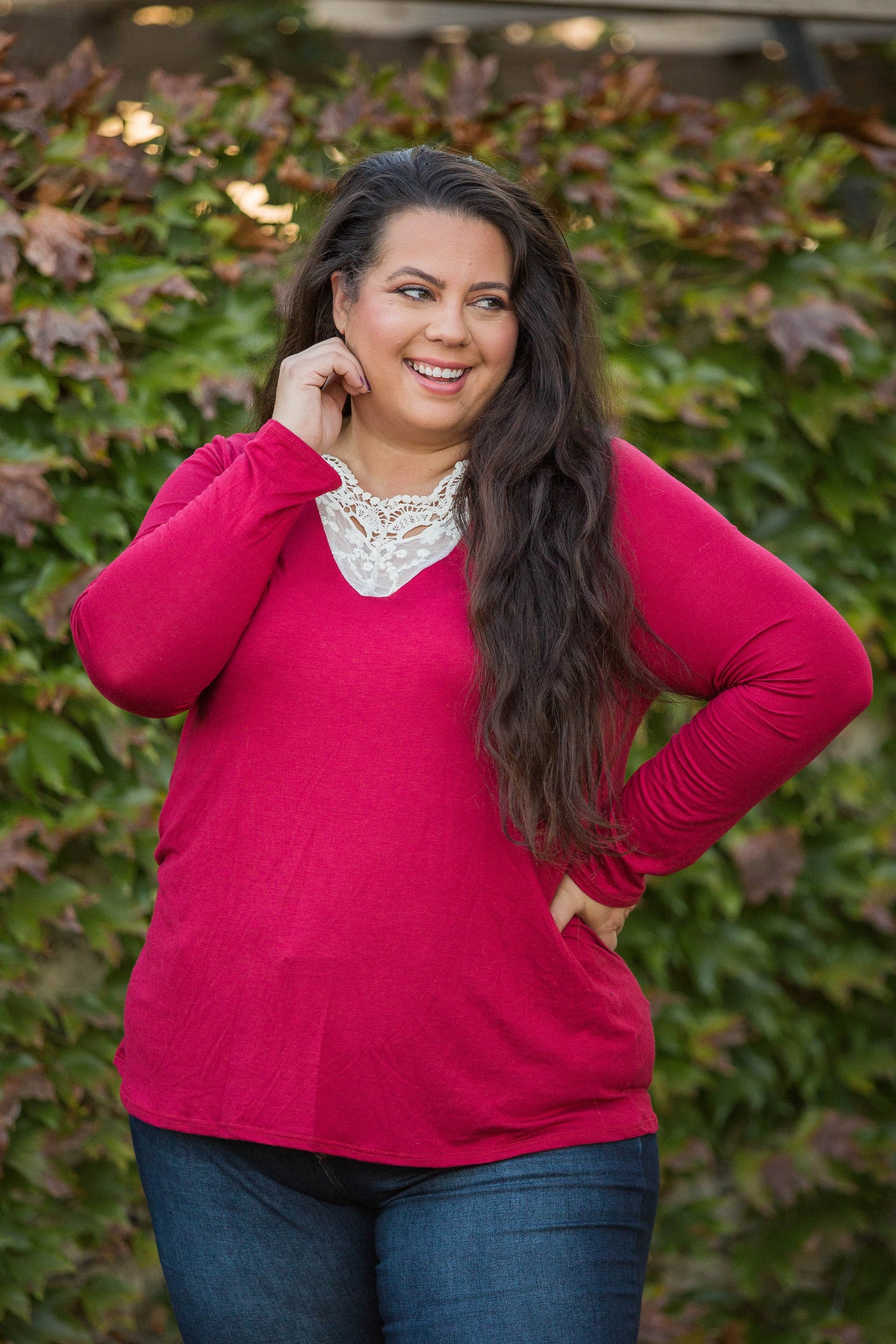 Entwined With You Long Sleeve Top in Red