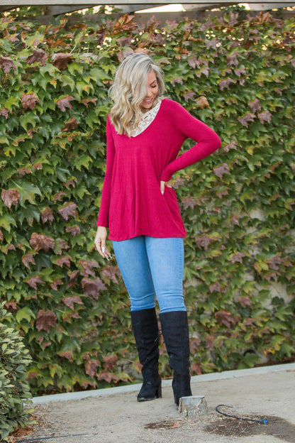 Entwined With You Long Sleeve Top in Red