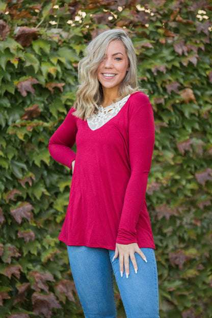 Entwined With You Long Sleeve Top in Red