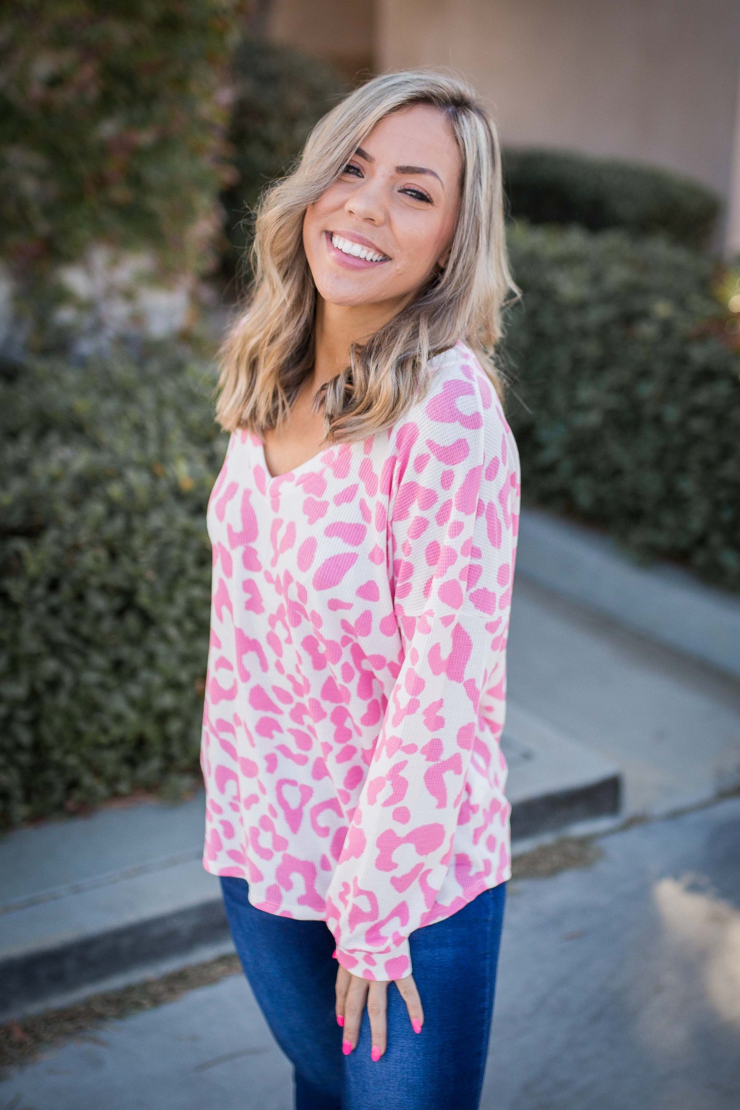 Pretty In Pink Waffle Knit Top