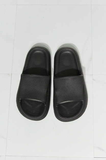 Arms Around Me Open Toe Slide in Black