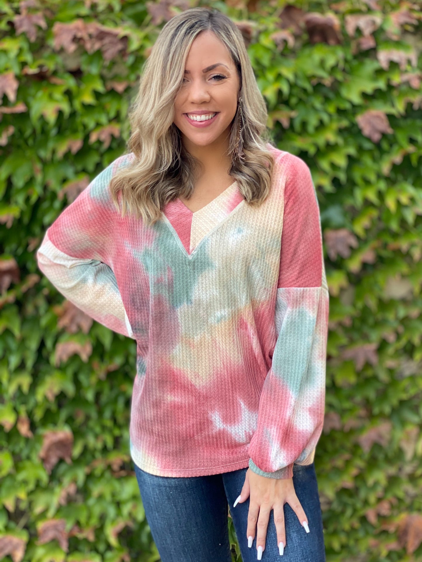 Fall Foliage Waffle Knit Top