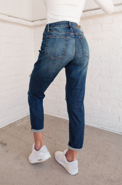 Mid-Rise Thermal Boyfriend Jeans