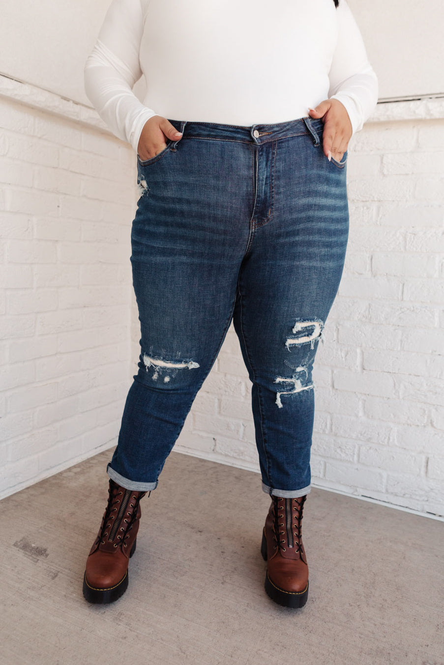 Mid-Rise Thermal Boyfriend Jeans