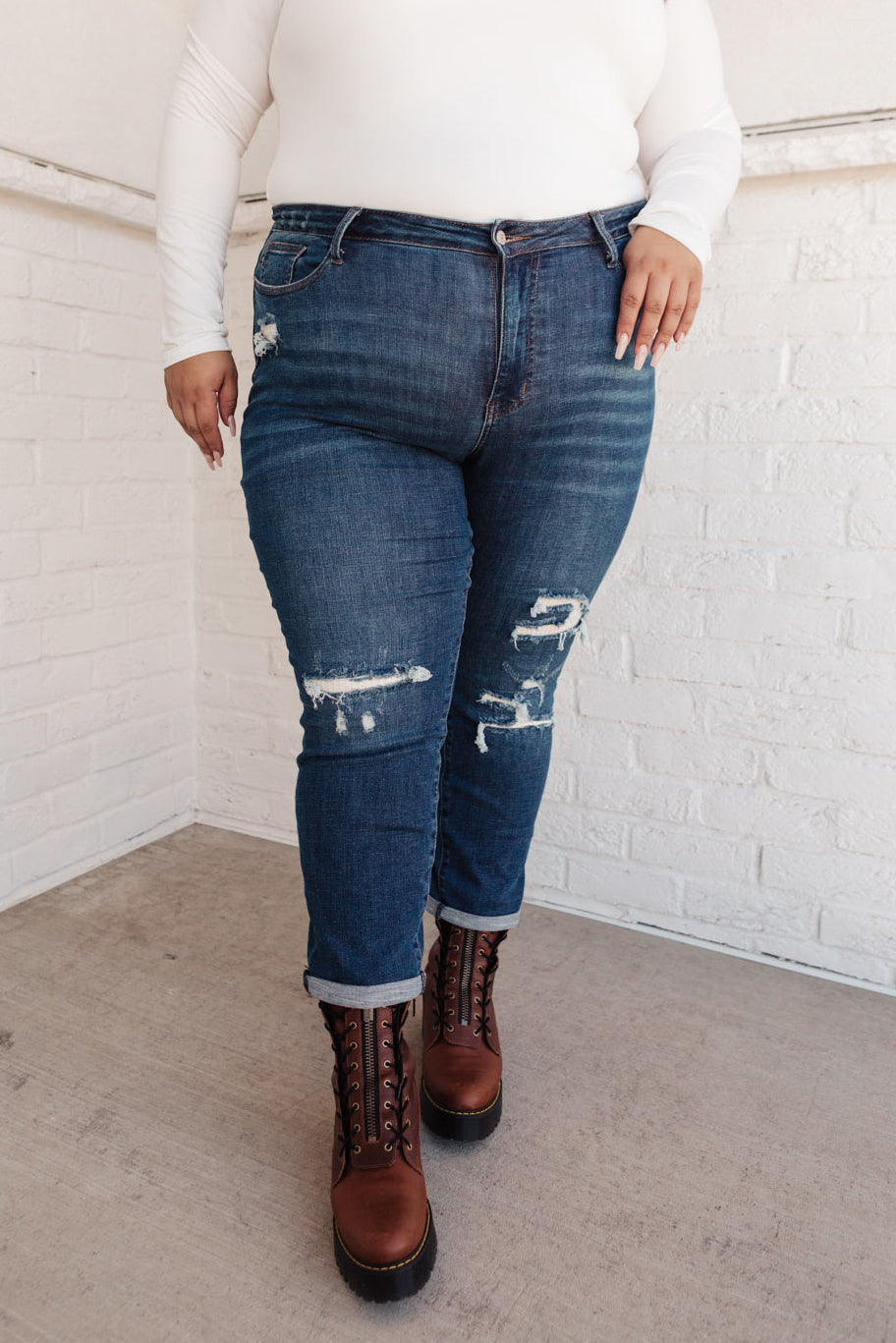 Mid-Rise Thermal Boyfriend Jeans