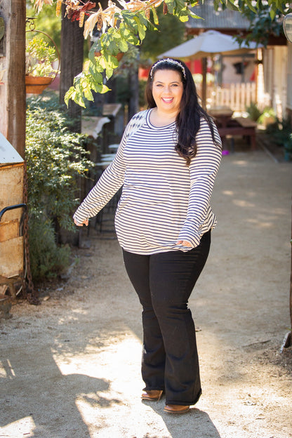 Harmoniously Striped Long Sleeve Top