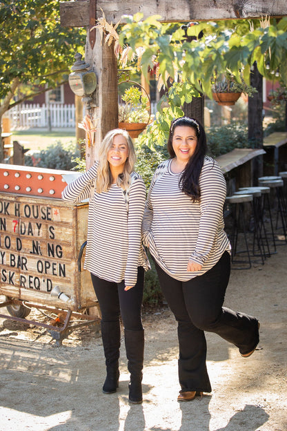 Harmoniously Striped Long Sleeve Top