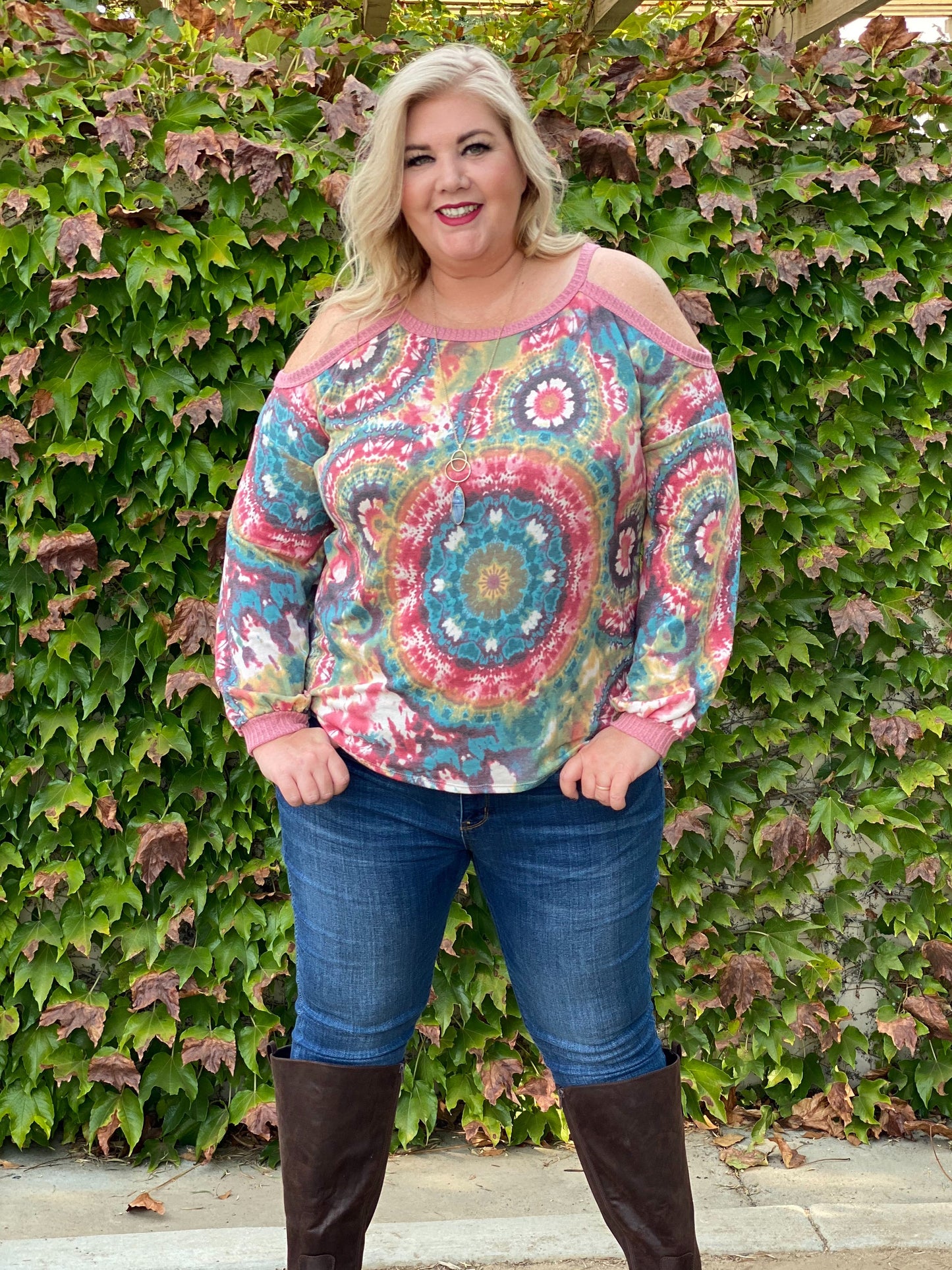 Prismatic Long Sleeve Cold Shoulder