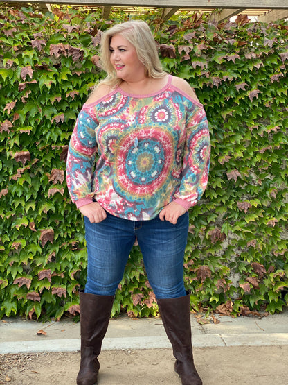 Prismatic Long Sleeve Cold Shoulder