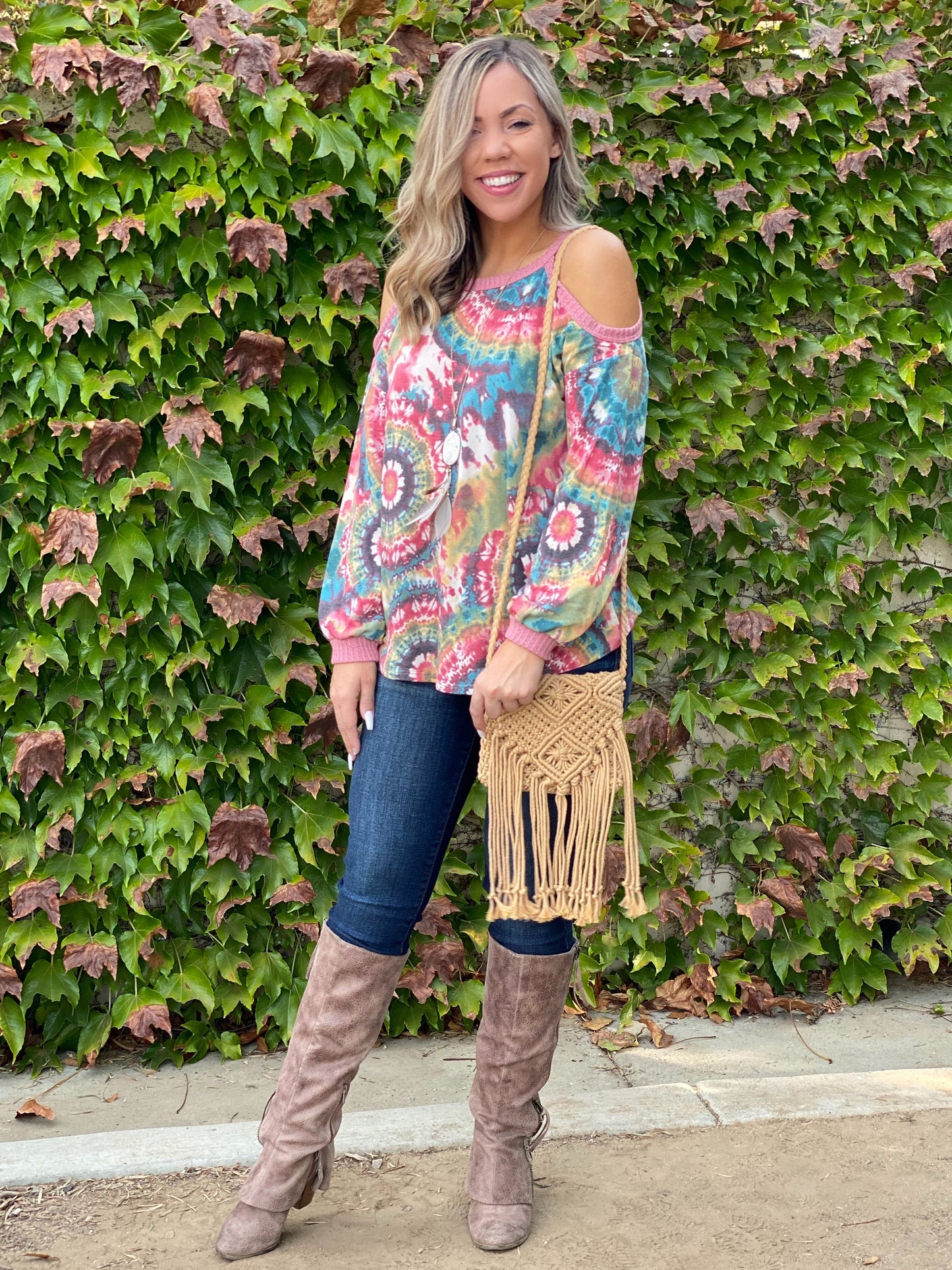 Prismatic Long Sleeve Cold Shoulder