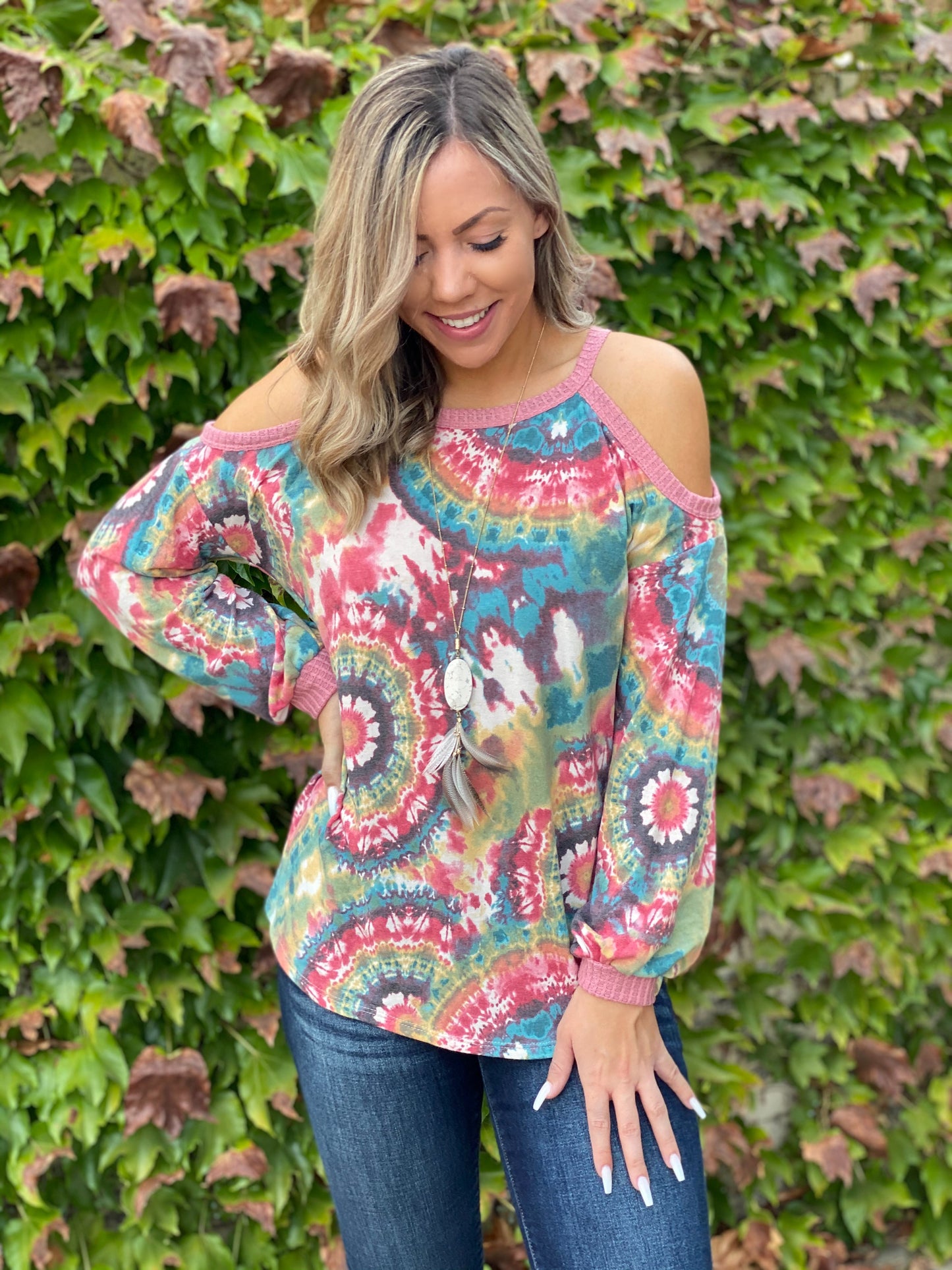 Prismatic Long Sleeve Cold Shoulder