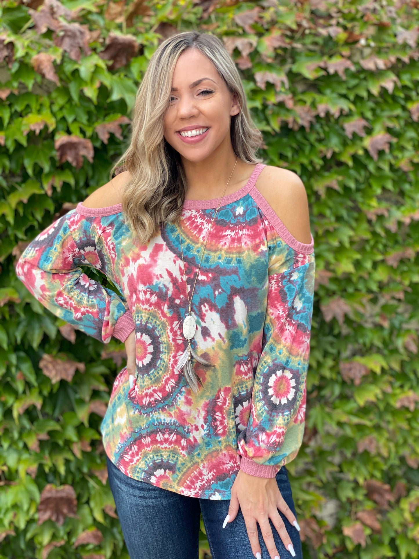 Prismatic Long Sleeve Cold Shoulder