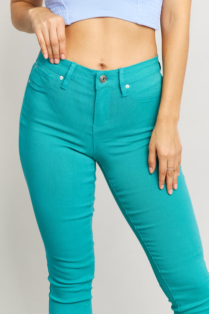 Kate Hyper-Stretch Full Size Mid-Rise Skinny Jeans in Sea Green