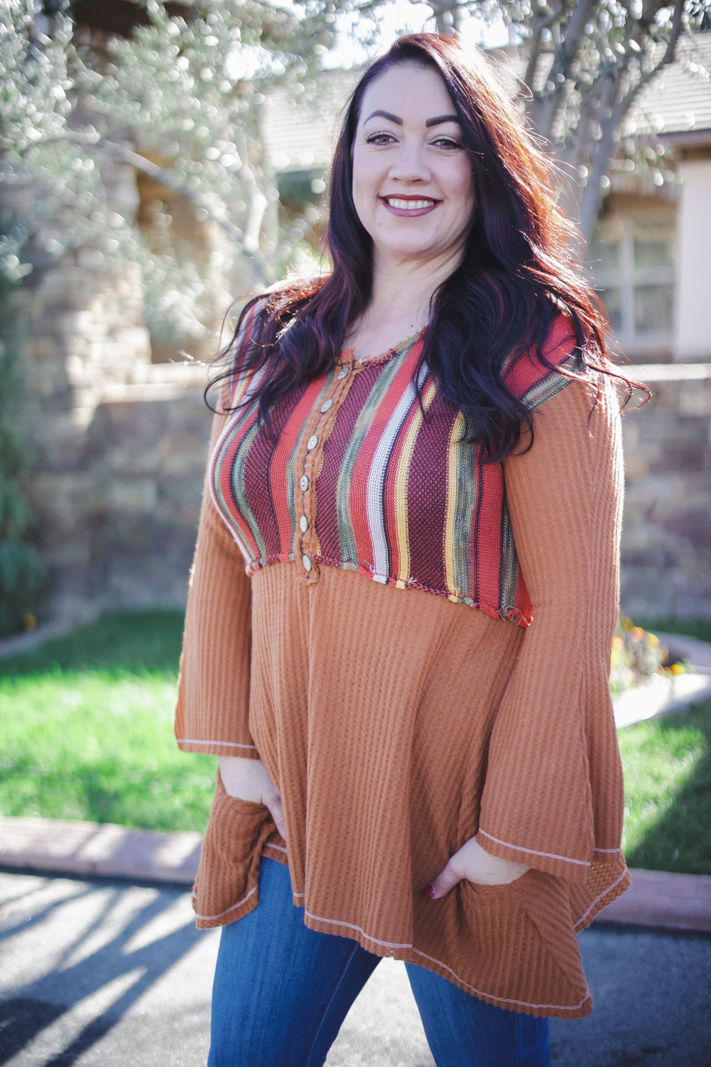 Orange Blossoming Bell Sleeve