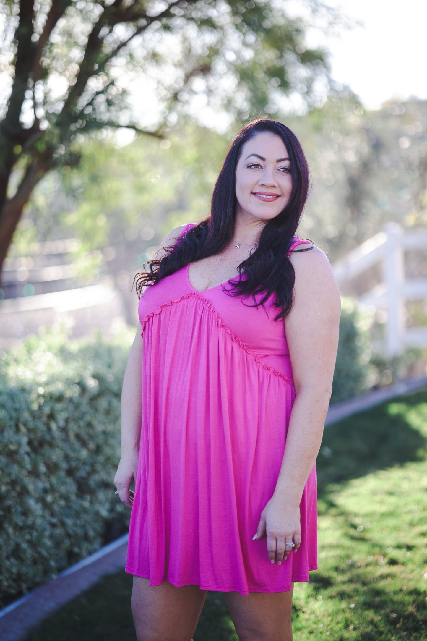 Feeling Ruffled Swing Dress- Fuchsia