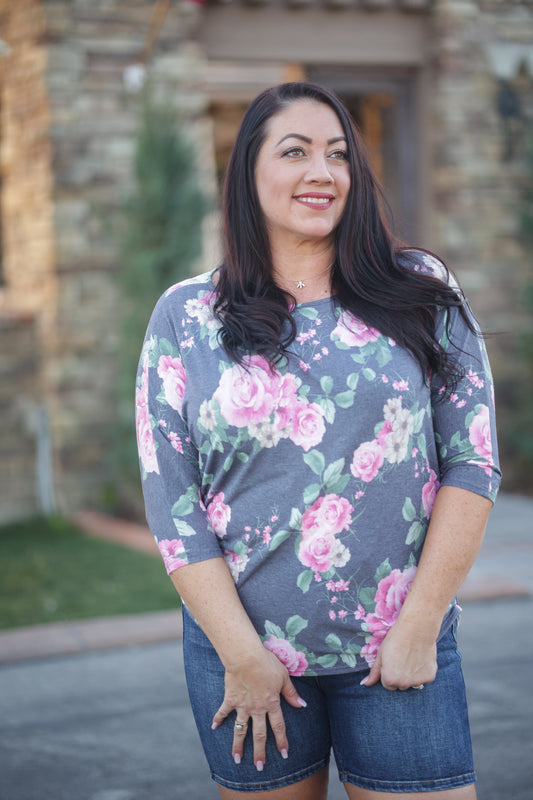 Scrunched with Roses Dolman