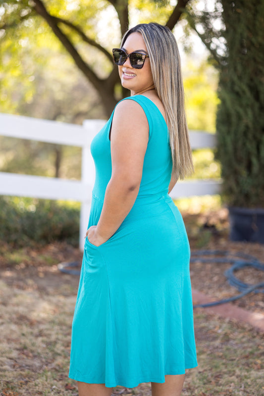 Feel Your Touch Teal Dress