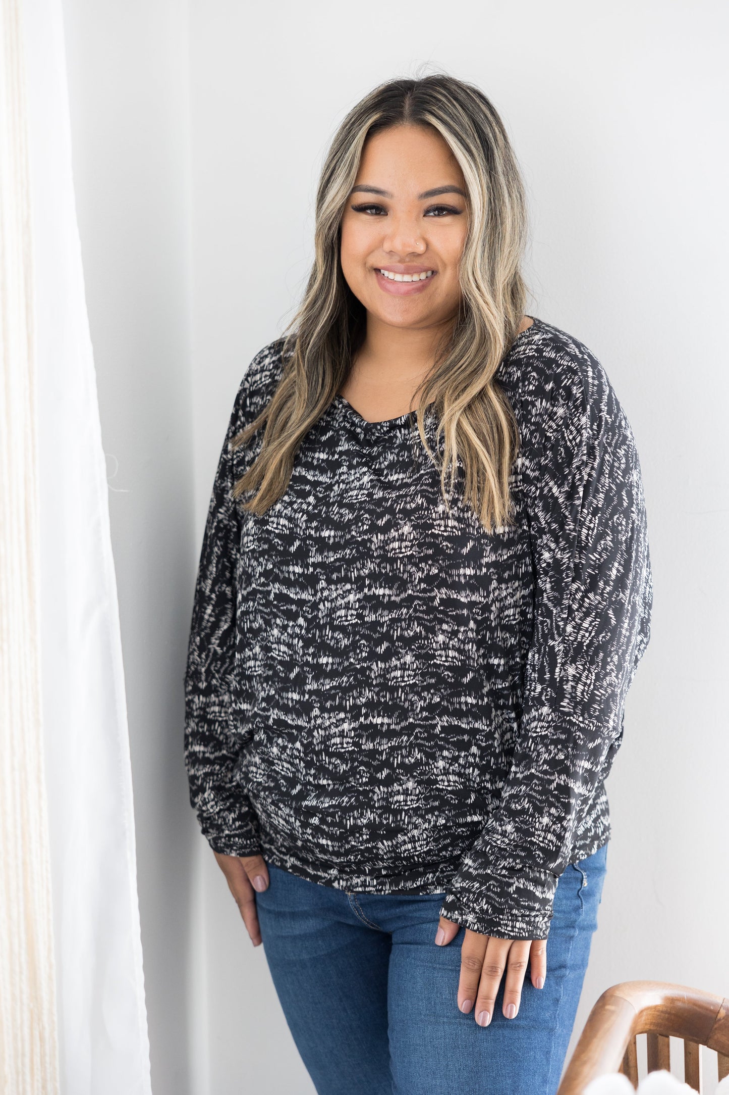 Salt & Pepper Long Sleeve Dolman