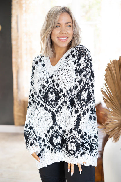 Snow Filled Evenings Popcorn Sweater