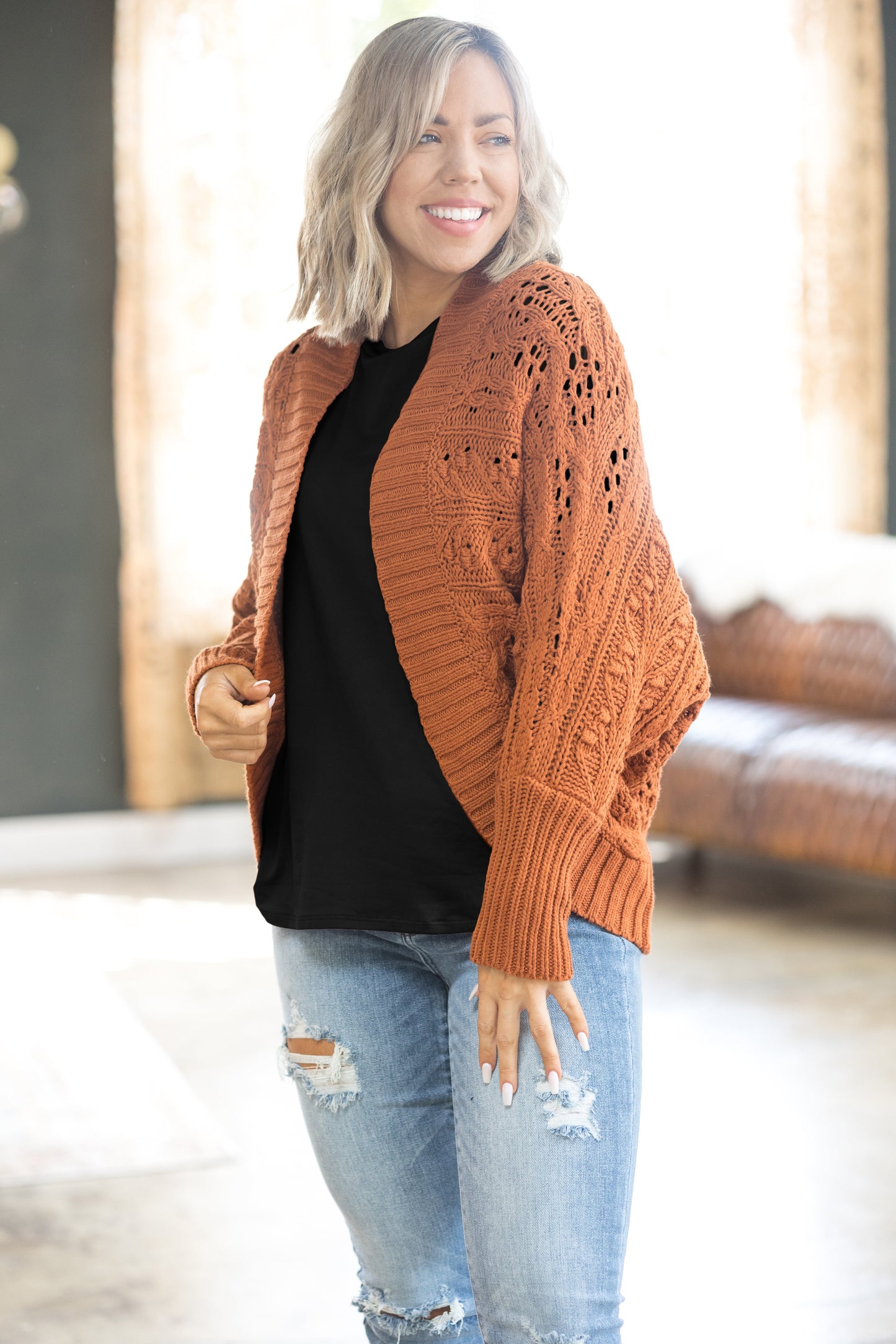 Apple Cider Cable Knit Cardigan