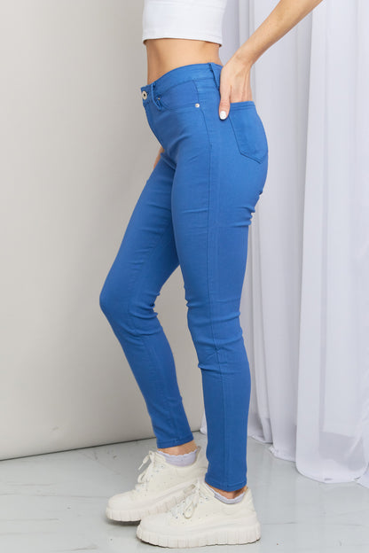 Kate Hyper-Stretch Mid-Rise Skinny Jeans in Electric Blue